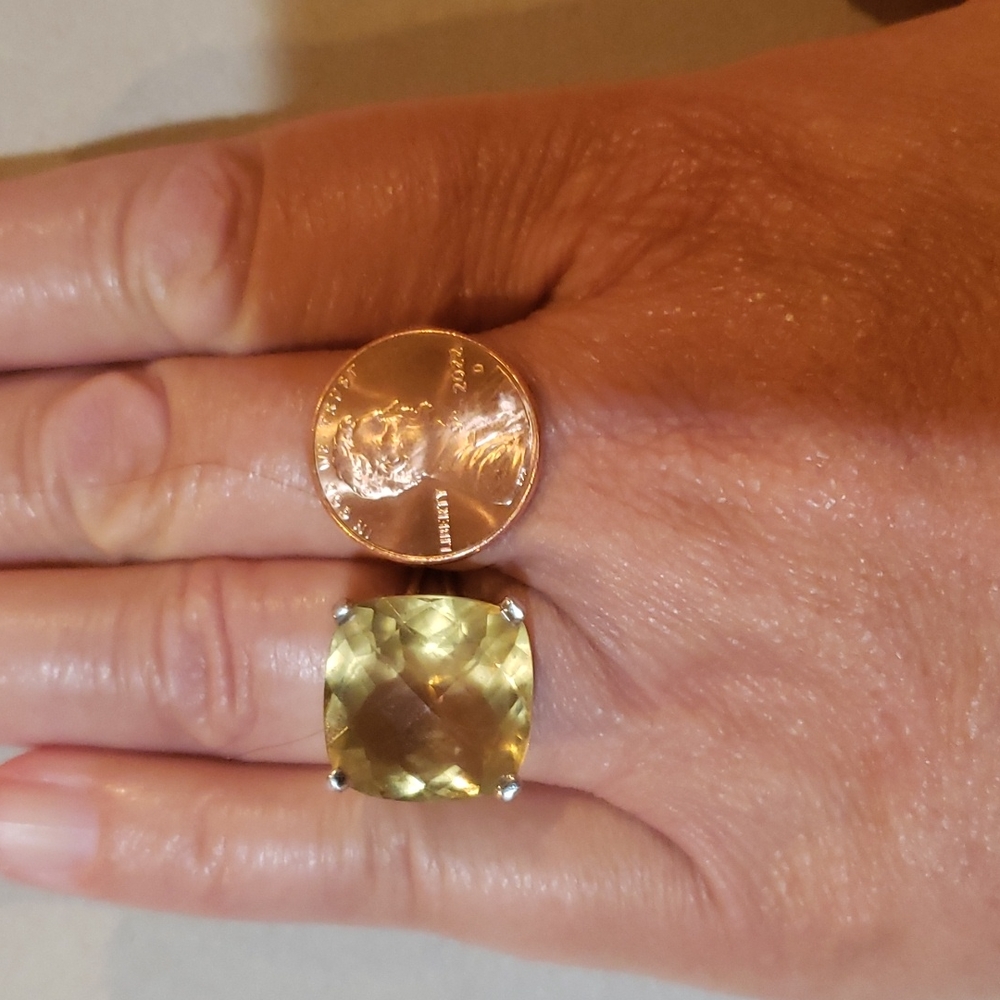 Lemon Quartz 14k White Gold Ring size 7-1/2 - Picture 2 of 8